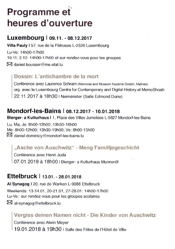 Wystawa „Vergesst uns nicht” – odsłona trzecia i ostatnia: Ettelbruck